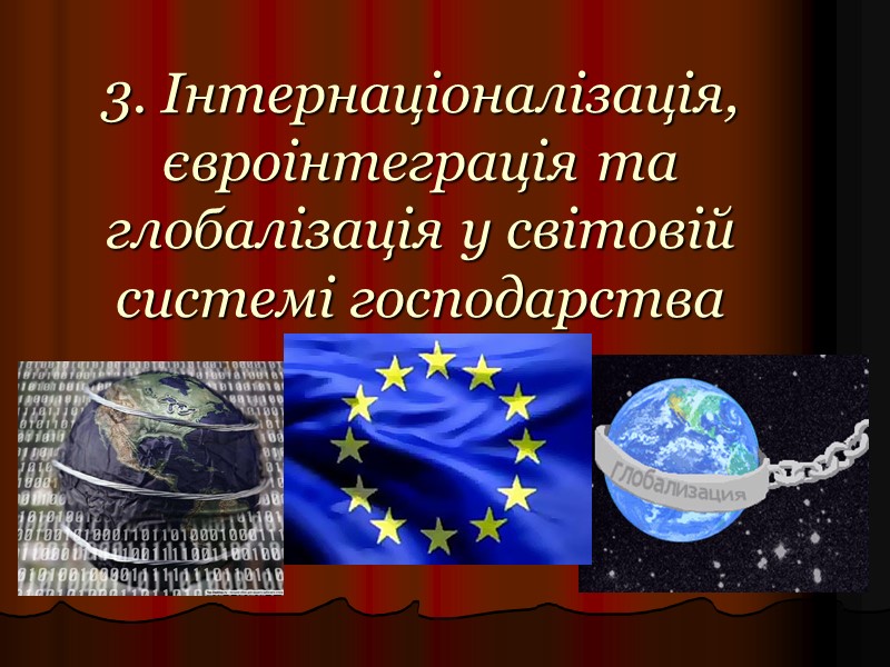 3. Інтернаціоналізація,     євроінтеграція та    глобалізація у світовій